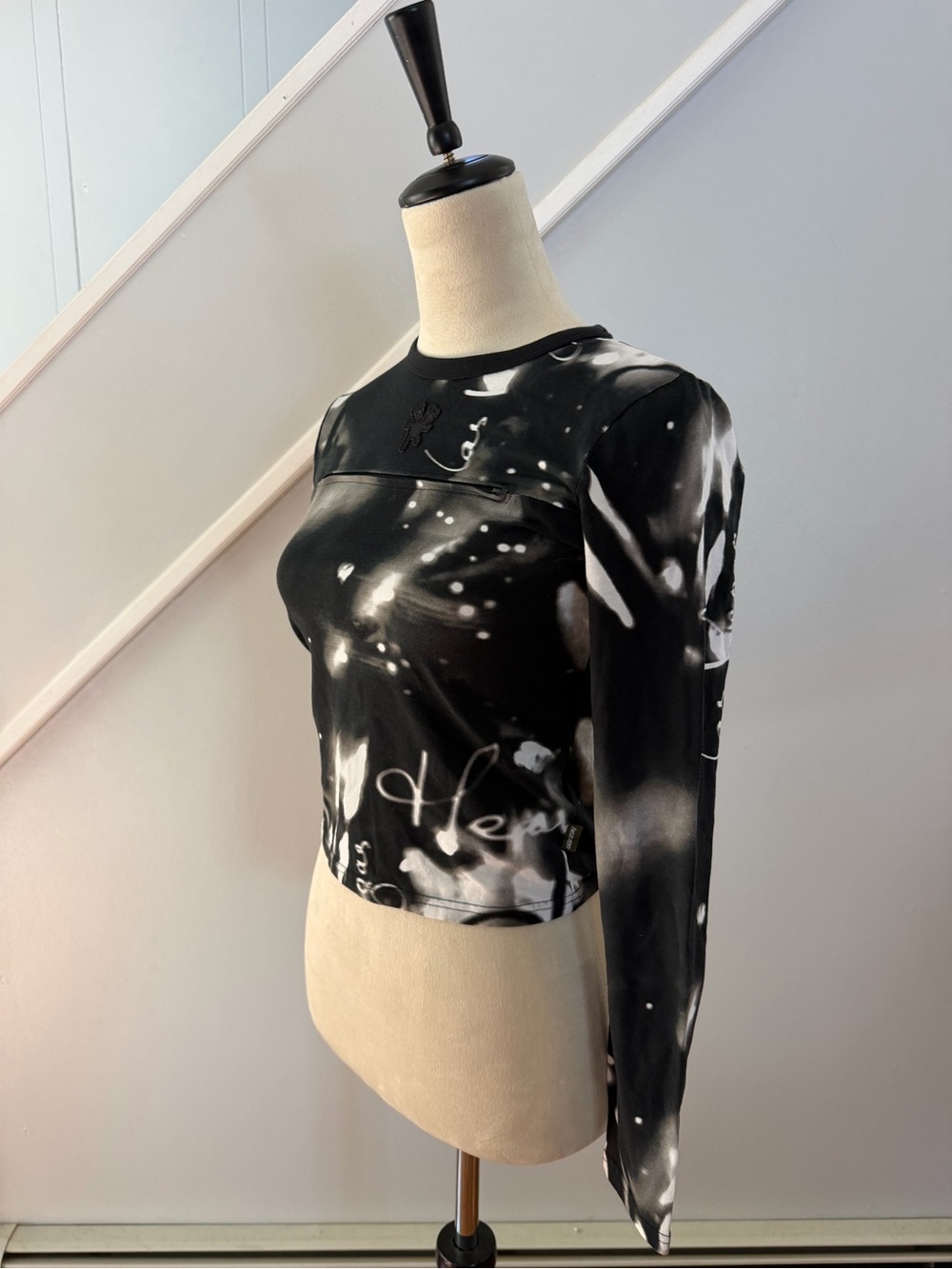 Heaven By Marc Jacobs Cocteau Twins 2022 Zip Long Sleeve Top XS Black Goth - Picture 4 of 5